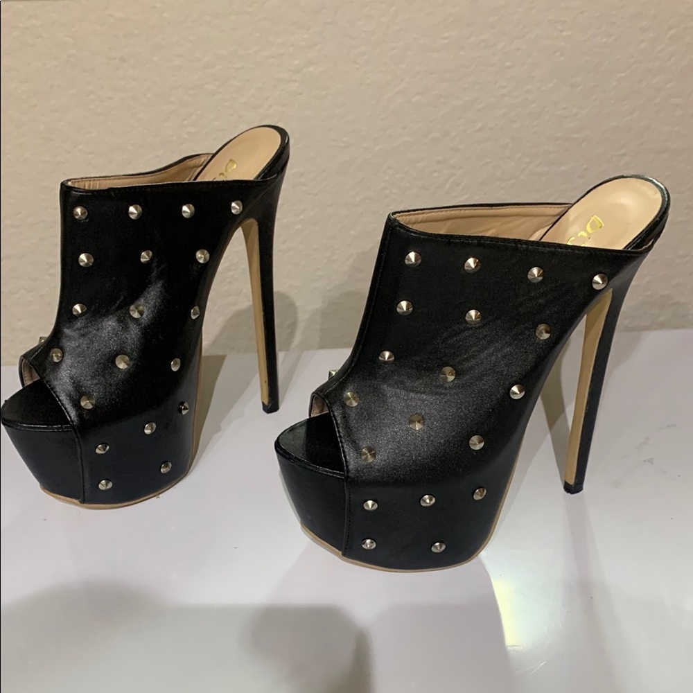 Elegant Black Studded High Heels